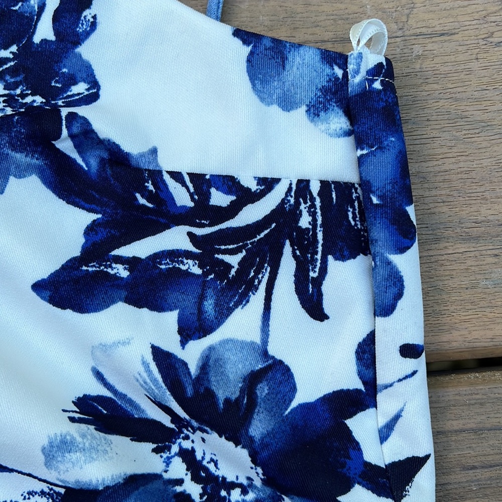 Monteau Blue White Floral Dress Spaghetti Strap Cottagecore Romantic Barbiecore - Picture 7 of 12